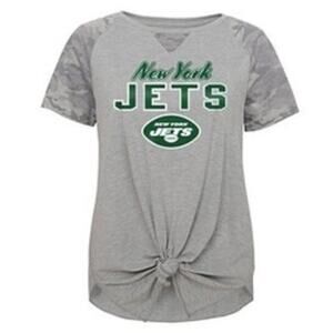 NFL Teens New York Jets Shirt Girl's Junior XL (15/17) Grey Short Sleeve